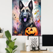 Poster Berger Belge D'Halloween Avec Peur Citrouille (Bureau à domicile)