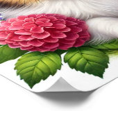 Poster Berger des Shetland avec Fleurs et Papillons (Coin)