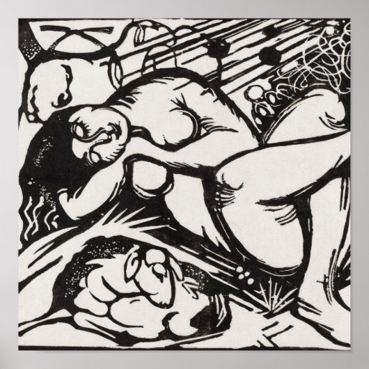 Poster Berger endormi Franz Marc Woodcut (Devant)