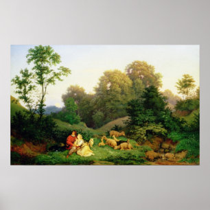 Poster Berger et berger dans un paysage allemand