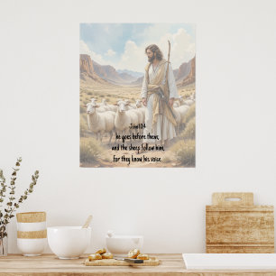 Poster Berger va devant eux Écriture biblique