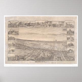 Poster Berkeley, CA. Carte panoramique 1891 (0099A) - Res