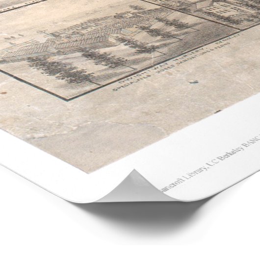 Poster Berkeley, CA. Carte panoramique 1891 (0099A) - Tro (Coin)