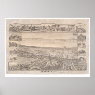 Poster Berkeley, carte panoramique 1891 (0099A) de CA -