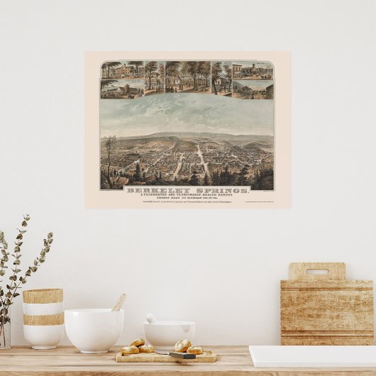 Poster Berkeley Springs, WV Panoramic Map - 1889 (Cuisine)