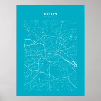 Poster Berlijn Light Blue City Map