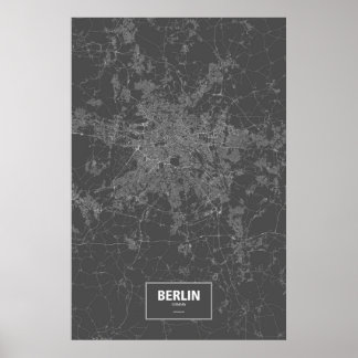 Poster Berlin, Allemagne (blanc sur noir)