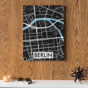 Poster Berlin Allemagne - Carte de la ville noire