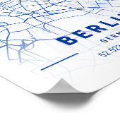 Poster Berlin Allemagne City Plan bleu (Coin)