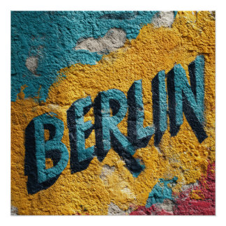 Poster Berlin Allemagne Graffiti de Rue Vibrant Vintage