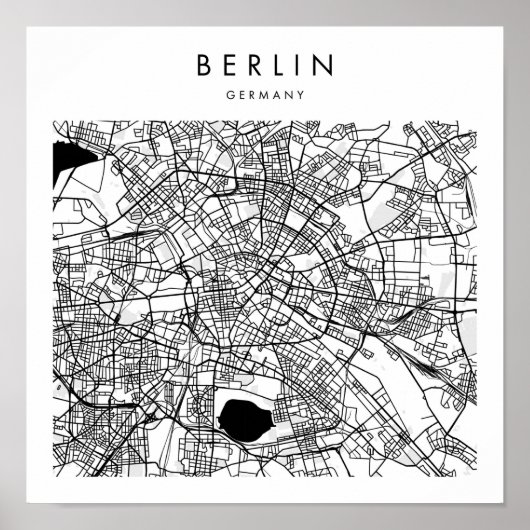 Poster Berlin Allemagne Minimal Moderne Carte des rues (Devant)