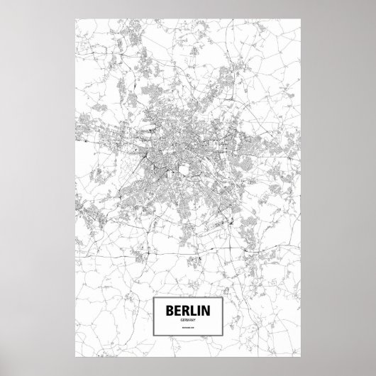 Poster Berlin, Allemagne (noir sur blanc) (Devant)