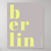 Poster Berlin Allemagne typographie moderne jaune gris (Devant)