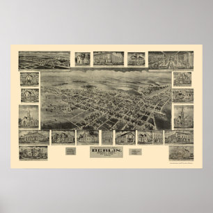 Poster Berlin, carte panoramique de PA - 1905