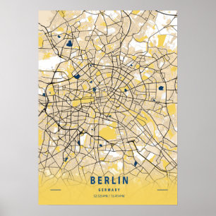 Poster Berlin - Germary Yellow City Map