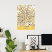 Poster Berlin - Germary Yellow City Map (Bureau à domicile)