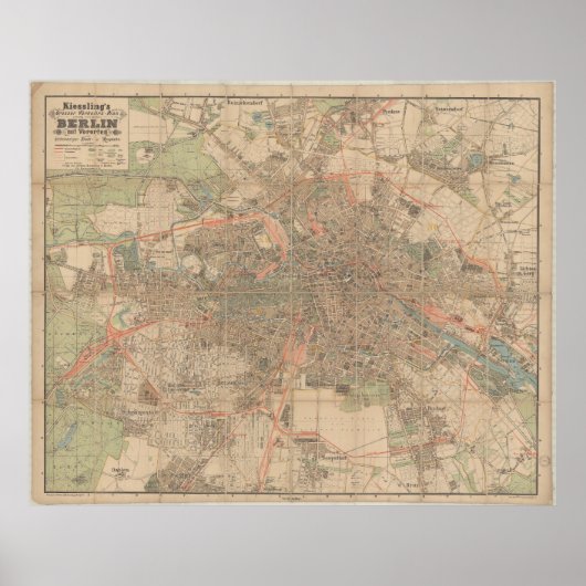 Poster Berlin Map c.1897 – Kiessling’s Detailed City Plan (Devant)