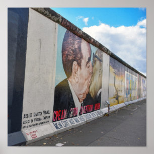 Poster Berlin Mural Kiss Mural, Allemagne