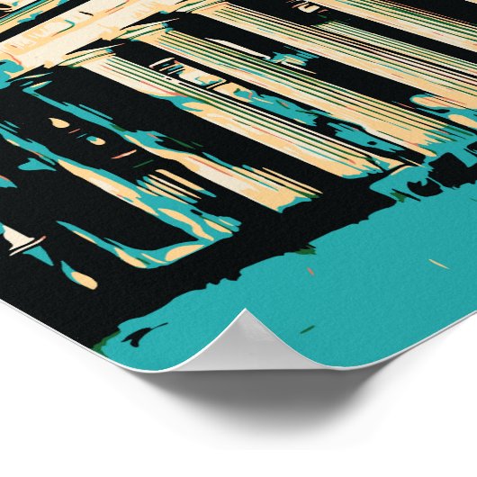 Poster Berlin vue avec Fernsehturm illustration Allemagne (Coin)