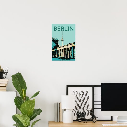 Poster Berlin vue avec Fernsehturm illustration Allemagne (Bureau à domicile)