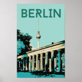 Poster Berlin vue avec Fernsehturm illustration Allemagne (Devant)