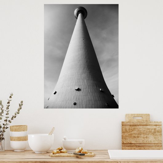 Poster Berliner Fernsehturm Schwarz Weiß (Cuisine)