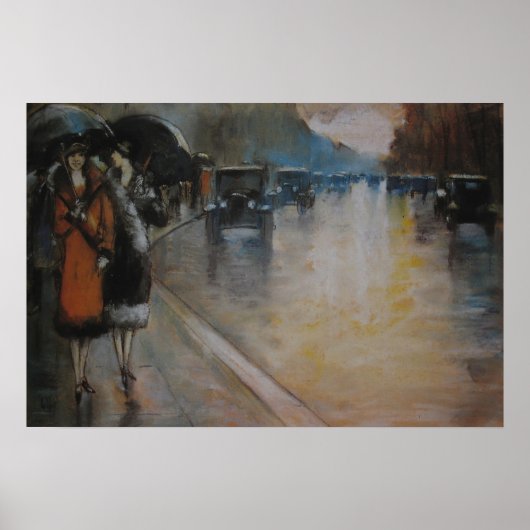 Poster Berliner Straße im Regen (Devant)