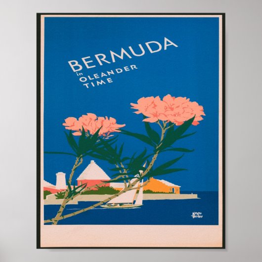 Poster Bermudes à Oleander Vintage voyage du temps (Devant)