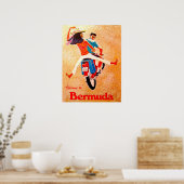 Poster Bermudes, couple heureux en moto (Cuisine)