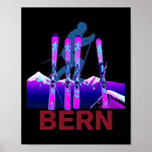 Poster Bern Ski Et Snowboard Retro 90s Bern Ski