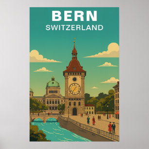 Poster Bern Suisse Voyage Ville Médiévale Historique Anci
