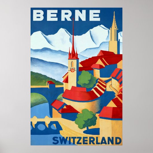 Poster Berne ~ Suisse ~Poster Suisse Vintage de voyage (Devant)