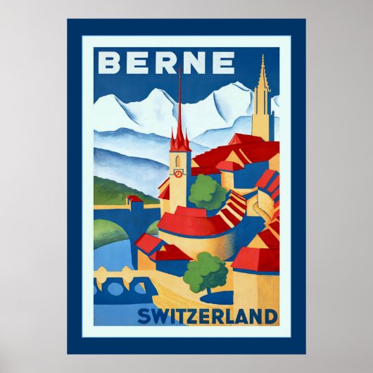 Poster Berne ~ Suisse ~Vintage Suisse (Devant)