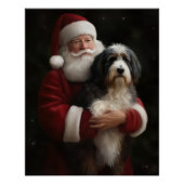 Poster Bernedoodle avec Noël Festif du Père Noël (Devant)