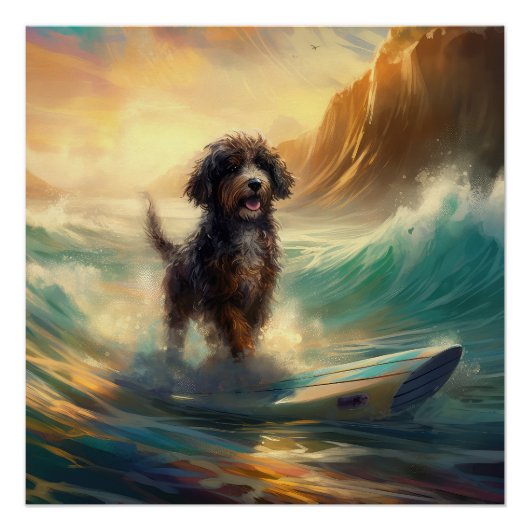Poster Bernedoodle Beach Surf Peinture (Devant)