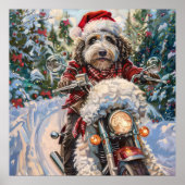 Poster Bernedoodle Chien équitation Moto Noël (Devant)