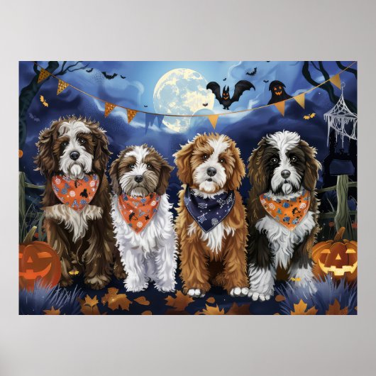 Poster Bernedoodle Halloween Éffrayant (Devant)