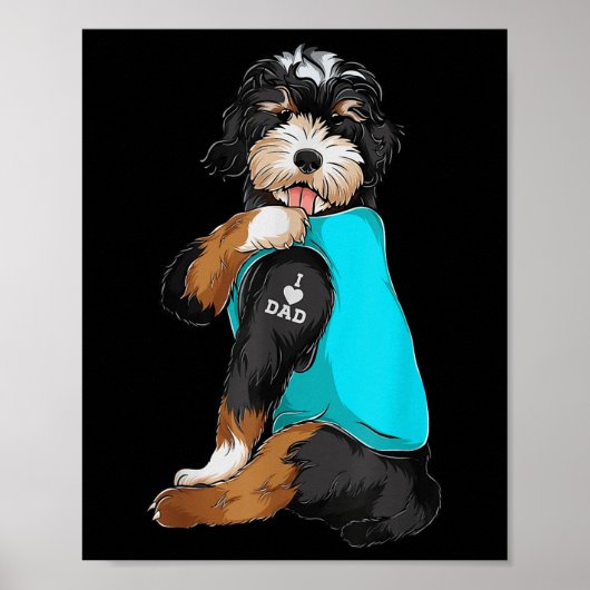Poster Bernedoodle I Love Papa Tattoo Apparel, Chien Papa (Devant)