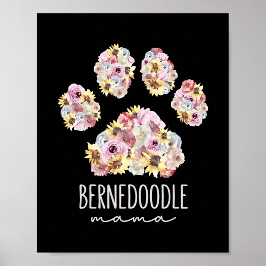 Poster Bernedoodle Mama Floral Paw Dog Maman (Devant)
