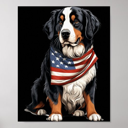Poster Berner Us Flag Bernese Mountain Dog Owner Mom Dad (Devant)
