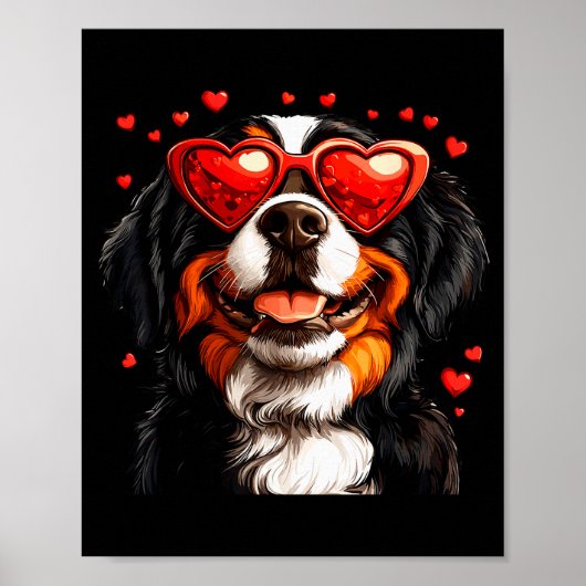 Poster Bernese Mountain Cute Berner Dog Lover Valentines  (Devant)