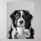 Poster Bernese Mountain Dog and Coffee Wall Art, Black an (Devant)