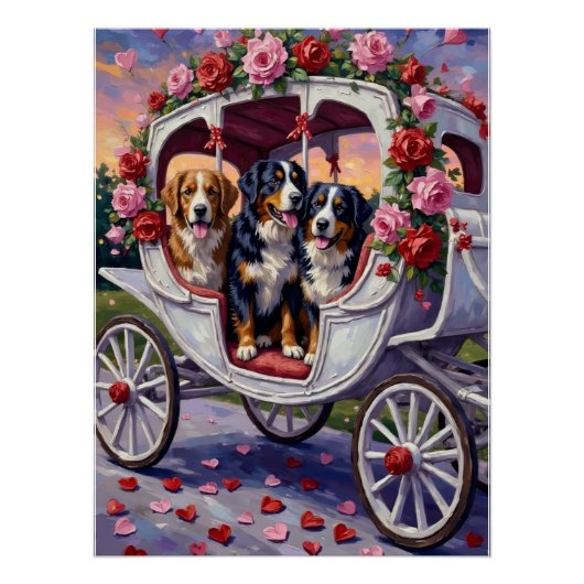 Poster Bernese Mountain Dog Valentine's Day (Devant)