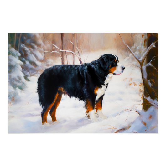 Poster Bernese Mountain Qu'il neige Noël  (Devant)
