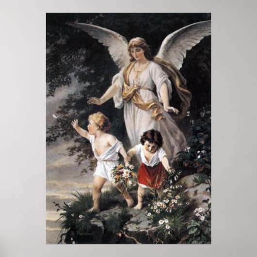 Poster Bernhard Plockhorst - L'Ange Gardien (Devant)