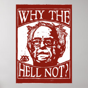 Poster Bernie Sanders Gravure sur bois, Pourquoi pas, Rou