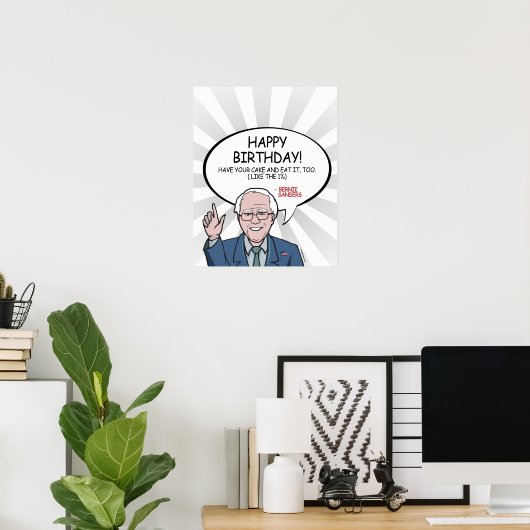 Poster Bernie Sanders Salutation - Joyeux anniversaire -. (Bureau à domicile)