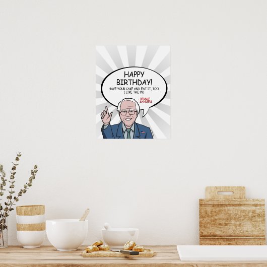 Poster Bernie Sanders Salutation - Joyeux anniversaire -. (Cuisine)