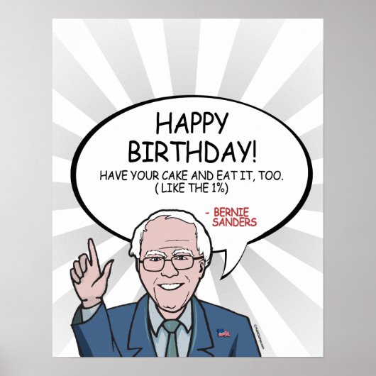 Poster Bernie Sanders Salutation - Joyeux anniversaire -. (Devant)