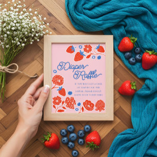 Poster Berries et fleurs de baby shower à fraise